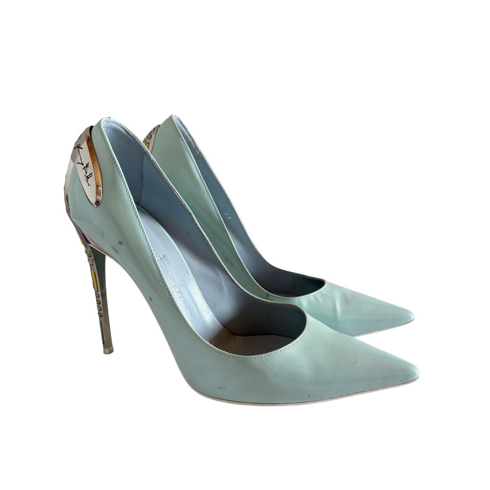 Gimmy Baldinini Patent Leather Pointed Toe Enamel Cage Heel Stiletto Pumps 37 - Picture 2 of 16